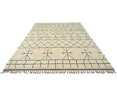 8x11 Moroccan Beige Hand Woven Wool Area Rug